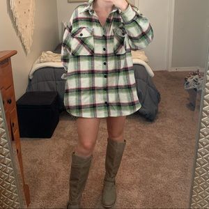 Oversized flannel tunic